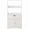 Basicwise Tall Freestanding Wooden Cabinet Organizer, with 2 Open shelves, A drawer and 2 Door Cabinet, White QI004614 - alternate 4